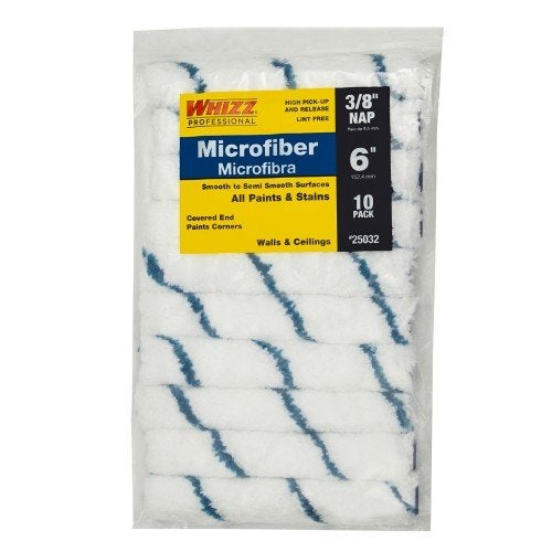 Whizz Microfiber 3/8 in. x 6 in. W Mini Paint Roller Cover For Smooth to Semi-Smooth 10 pk